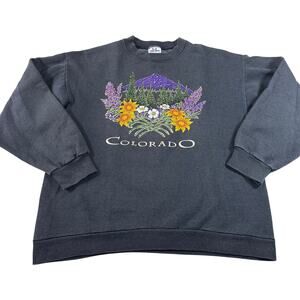 VTG Colorado Wildflowers Mountain Crewneck Sweatshirt Sz L Made in USA, TEE JAYS